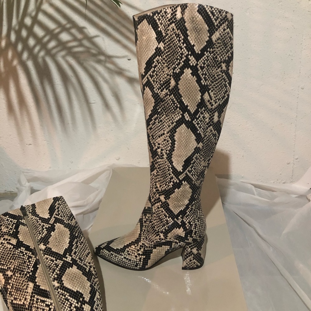 Marc Fisher Retie2 snake print Knee High Boots